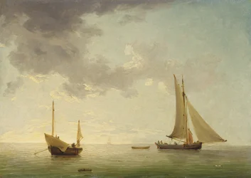 En lugger og et smæk i let luft (olie på kobber)